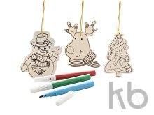 colouring Christmas tree ornaments, 3 pcs