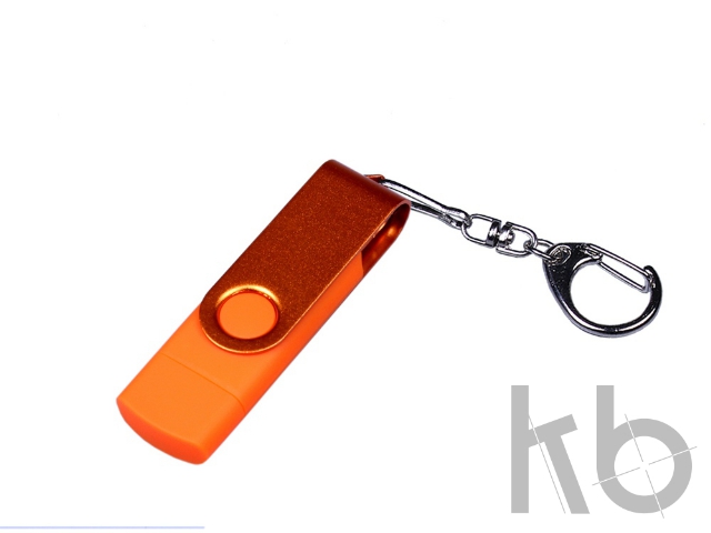 USB 3.0/micro USB/Type-C - флешка на 32 Гб 3-в-1 с поворотным механизмом