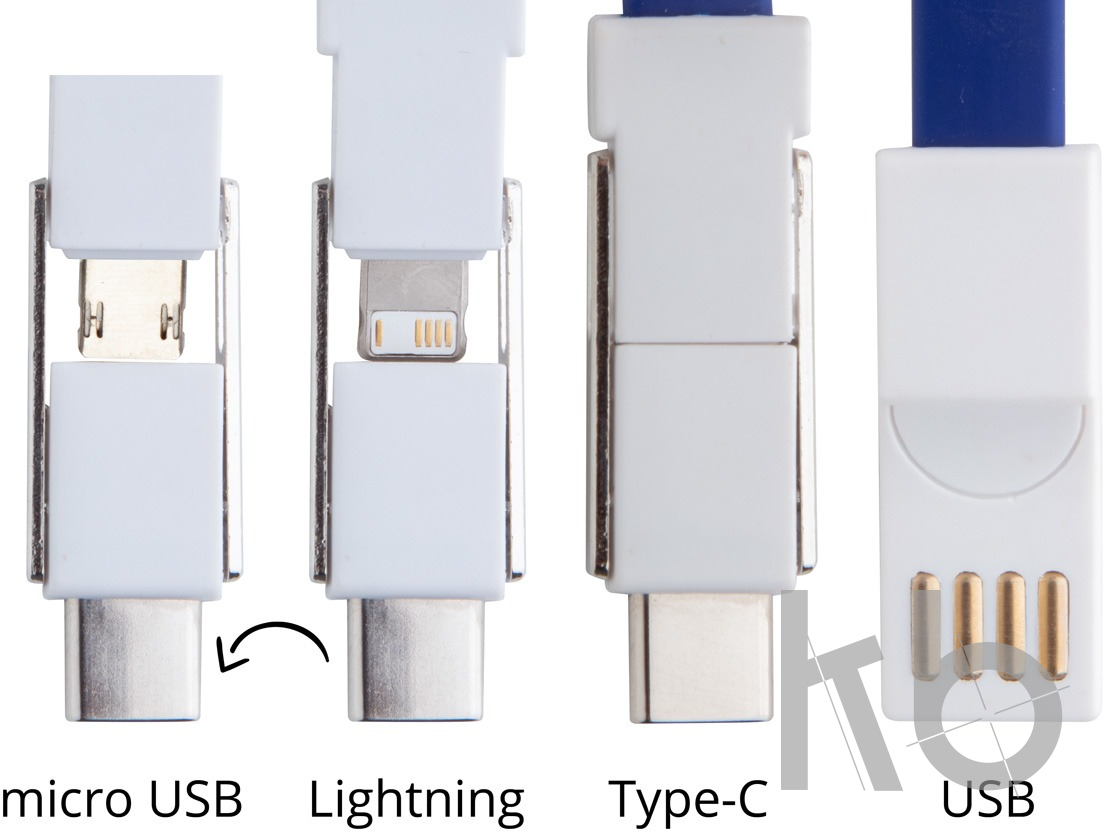 Кабель-брелок micro USB, USB-C и Lightning