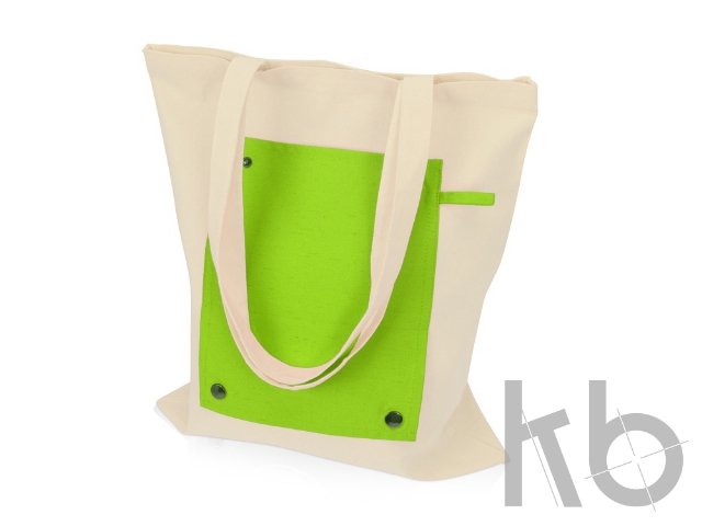 Складная хлопковая сумка для шопинга «Gross» с карманом, 180 г/м2