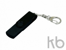 USB 2.0- флешка на 64 Гб с поворотным механизмом и дополнительным разъемом Micro USB