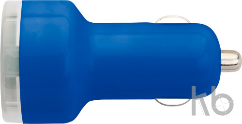 Plastic car power adapter with two USB ports