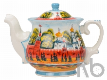 Подарочный набор «Кремлевский»: кукла на чайник, чайник заварной с росписью