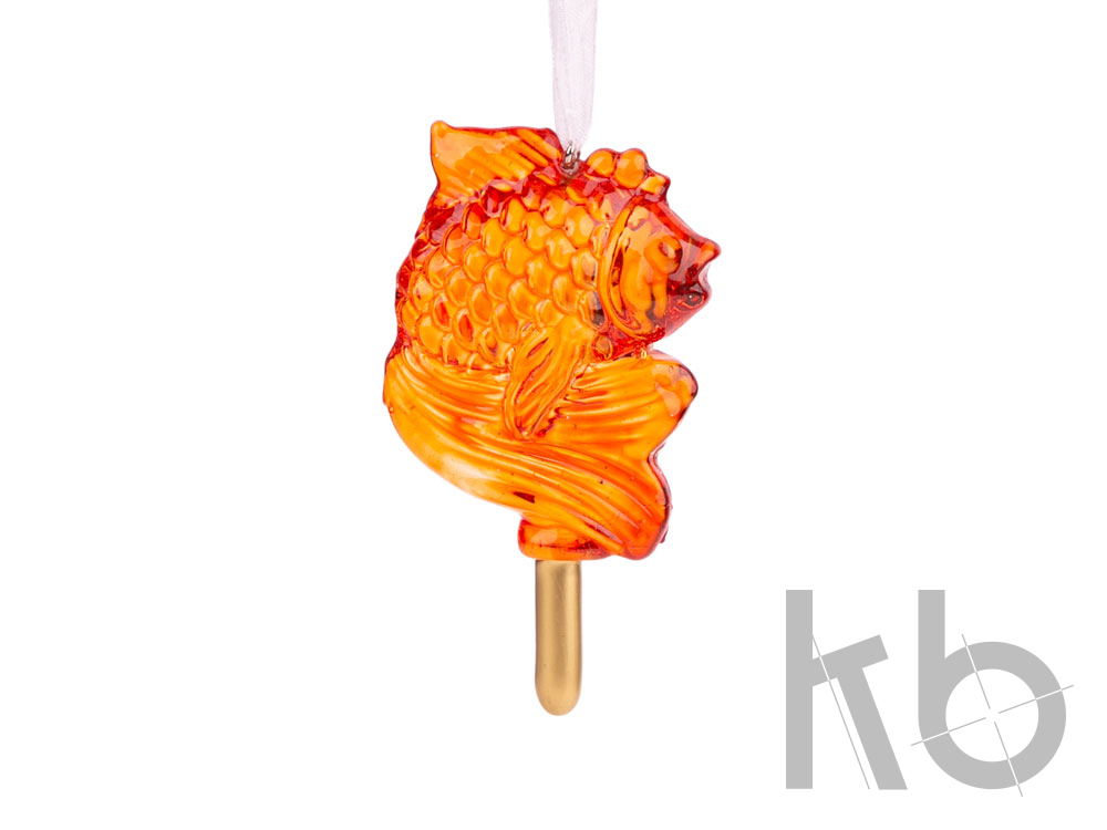 Новогоднее ёлочное украшение «Золотая Рыбка из стекла»