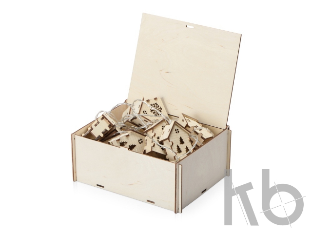 Елочная гирлянда с лампочками «Зимняя сказка» в деревянной подарочной коробке