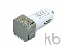 Квадратная автомобильная зарядка на 2 USB-порта