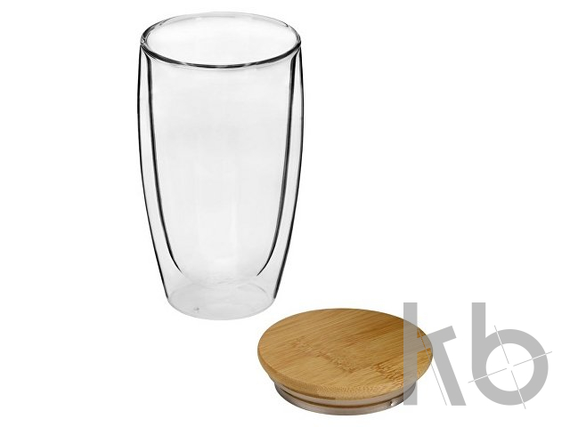 Стакан с двойными стенками и бамбуковой крышкой «Batur»