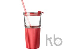 Glass drinking mug with matching straw (500ml)