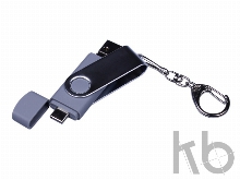 USB 2.0/micro USB/Type-C- флешка на 16 Гб c поворотным механизмом