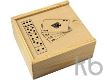 Wooden box with game set