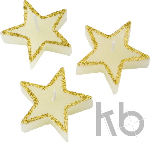 Three star-shaped candles