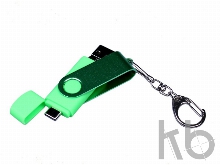 USB 2.0/micro USB/Type-С- флешка на 32 Гб 3-в-1 с поворотным механизмом