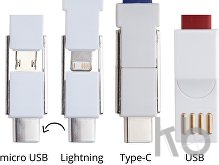 Кабель-брелок micro USB, USB-C и Lightning