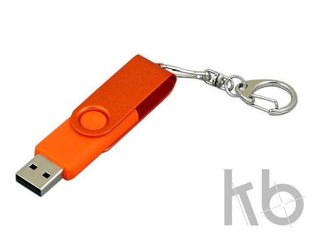 USB 2.0- флешка промо на 64 Гб с поворотным механизмом и однотонным металлическим клипом