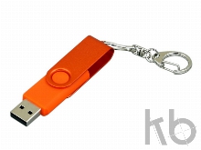 USB 2.0- флешка промо на 64 Гб с поворотным механизмом и однотонным металлическим клипом