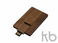 USB 2.0- флешка на 32 Гб в виде деревянной карточки с выдвижным механизмом