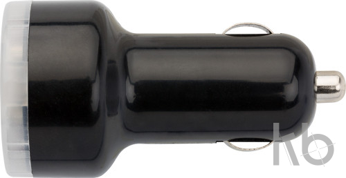 Plastic car power adapter with two USB ports