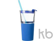 Glass drinking mug with matching straw (500ml)