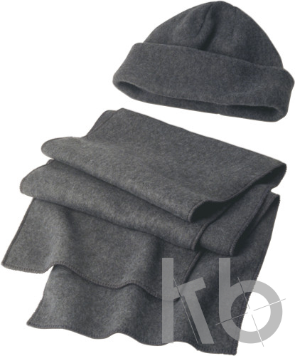 Polyester fleece (200 gr/m²) beanie and scarf