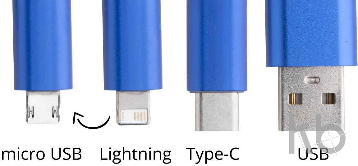 Зарядный кабель с разъемами micro USB, USB-C и Lightning