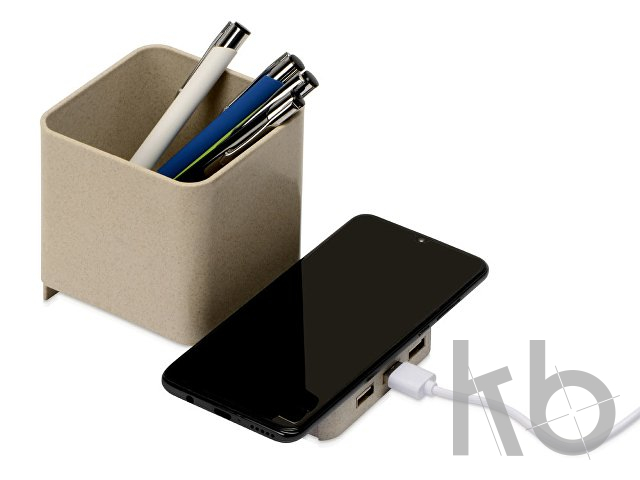 Настольный органайзер Cubic с функциями USB-хаба и беспроводной зарядки