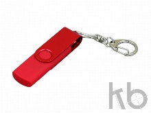 USB 2.0- флешка на 32 Гб с поворотным механизмом и дополнительным разъемом Micro USB