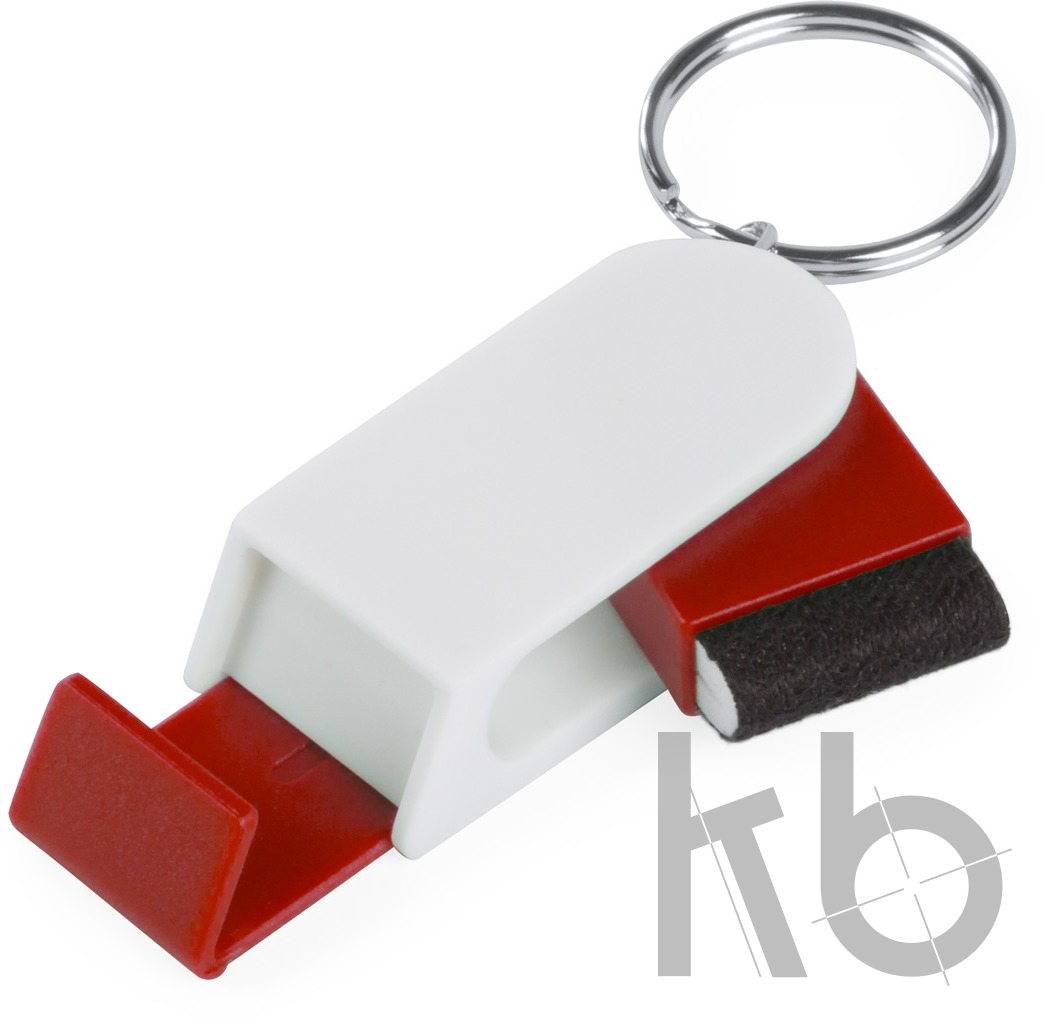 Брелок-подставка для мобильного с очистителем для экрана