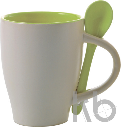 Ceramic mug with spoon