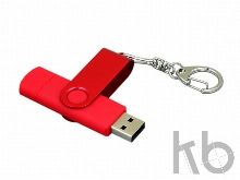 USB 2.0- флешка на 64 Гб с поворотным механизмом и дополнительным разъемом Micro USB