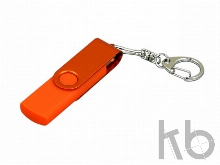 USB 2.0- флешка на 32 Гб с поворотным механизмом и дополнительным разъемом Micro USB