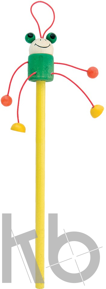 wooden pencil, frog