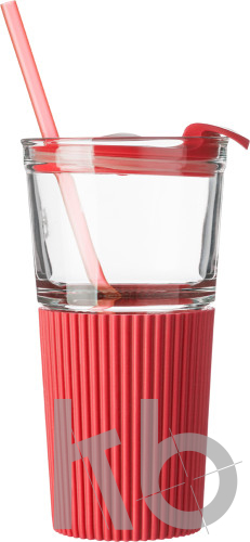 Glass drinking mug with matching straw (500ml)