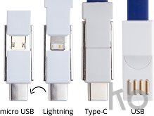 Кабель-брелок micro USB, USB-C и Lightning