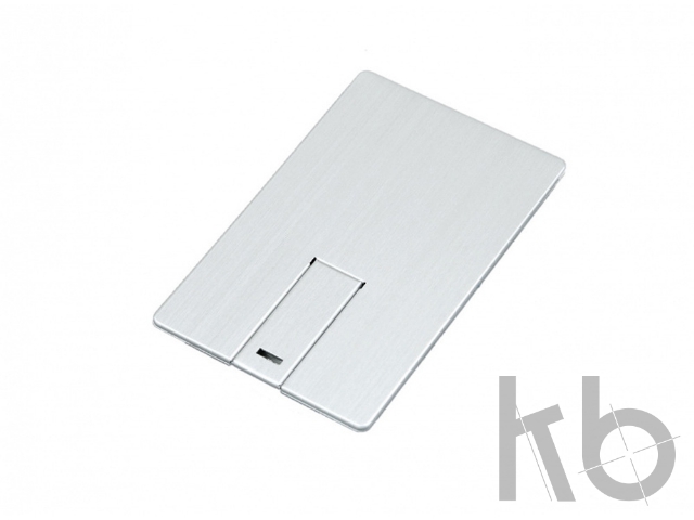 USB 2.0- флешка на 16 Гб в виде металлической карты, с раскладным чипом