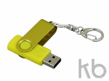 USB 2.0- флешка промо на 64 Гб с поворотным механизмом и однотонным металлическим клипом
