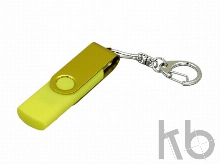 USB 2.0- флешка на 16 Гб с поворотным механизмом и дополнительным разъемом Micro USB