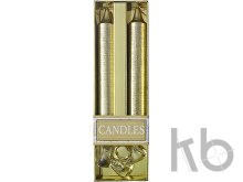 Two glitter candles with glass holder