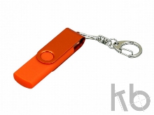 USB 2.0- флешка на 64 Гб с поворотным механизмом и дополнительным разъемом Micro USB