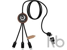 Зарядный кабель 3 в 1 со светящимся логотипом и округлым бамбуковым корпусом