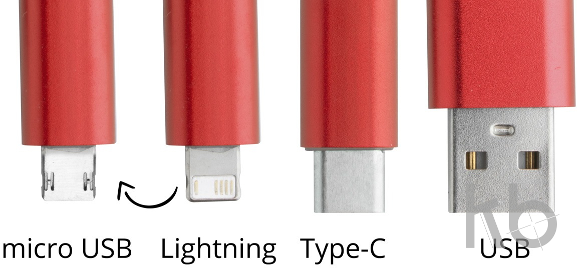 Зарядный кабель с разъемами micro USB, USB-C и Lightning