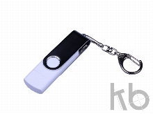 USB 2.0/micro USB/Type-C- флешка на 16 Гб c поворотным механизмом