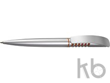 Silver, plastic ballpen with a colorful spiral