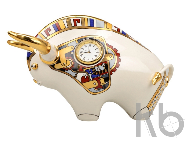 Скульптура «Бык- символ года» с часами