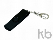 USB 2.0- флешка на 32 Гб с поворотным механизмом и дополнительным разъемом Micro USB