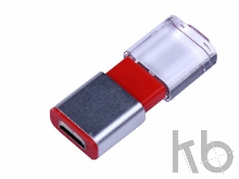 USB 2.0- флешка промо на 32 Гб прямоугольной формы, выдвижной механизм