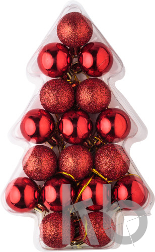Set of 17 small plastic Christmas balls