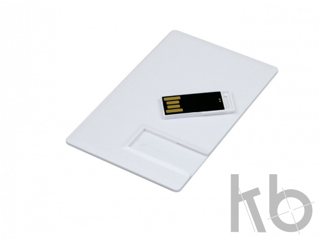 USB 2.0- флешка на 16 Гб в виде пластиковой карты с полностью выдвижным чипом