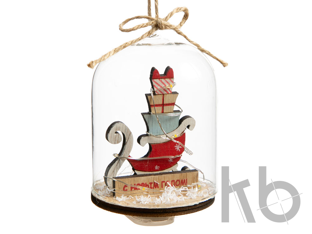 Новогоднее украшение «Сани в колбе»