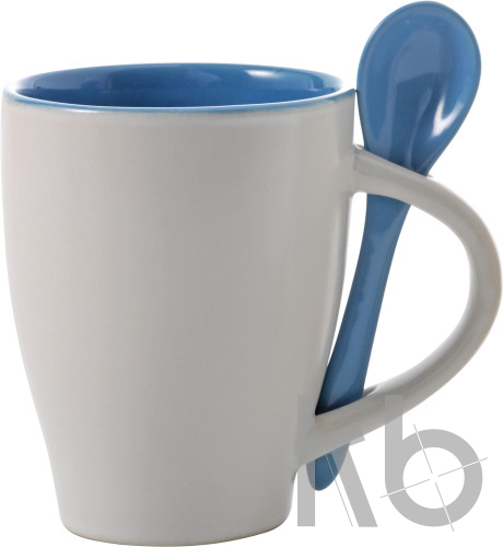 Ceramic mug with spoon