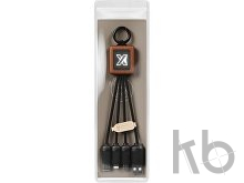 Кабель 3 в 1 на деревянной основе со светящимся логотипом